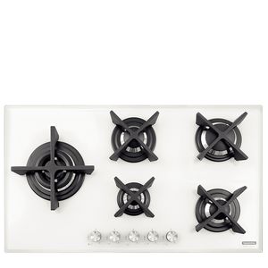 Cooktop Gás 5 Bocas Tramontina Design Collection 90cm Vidro/Branco