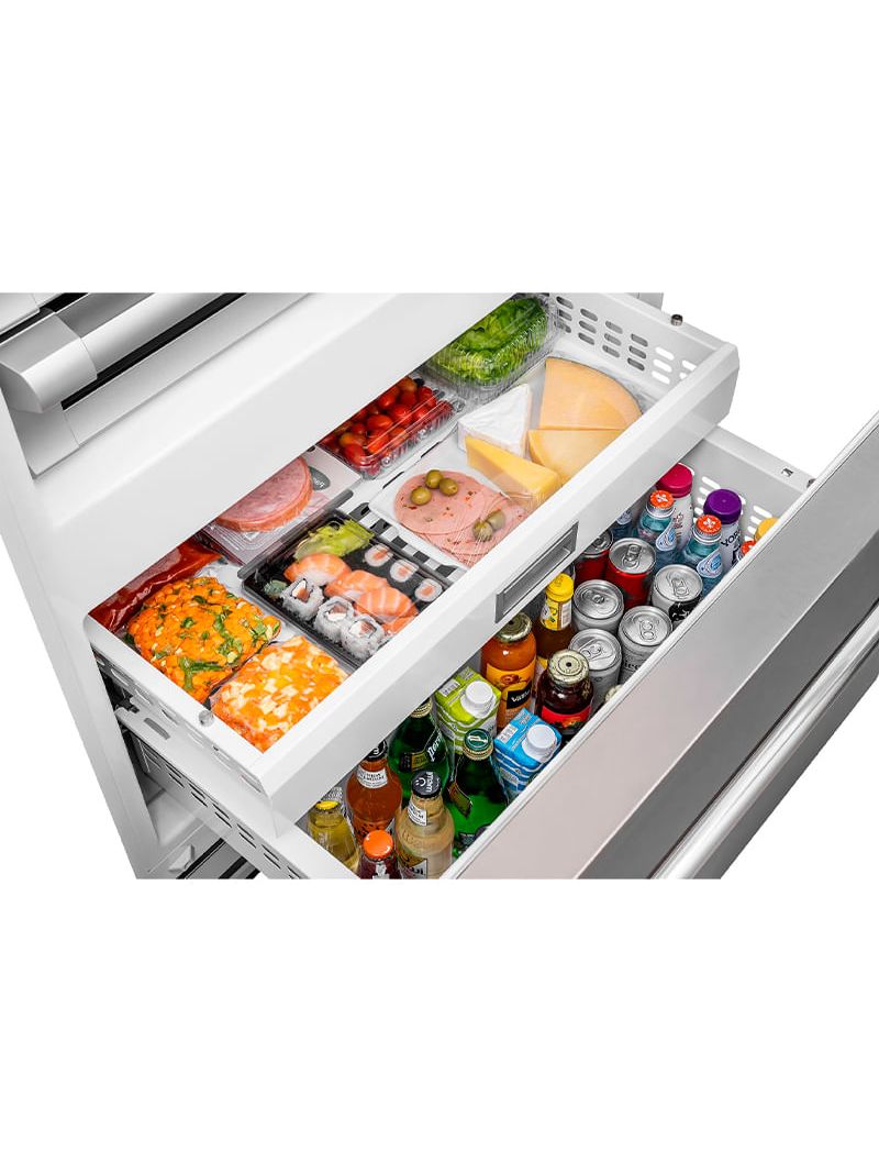 Função Flex Mode permite escolher a temperatura no compartimento inferior para uso como freezer (de - 22 °C a - 15 °C), refrigerador (de + 2 °C a + 8 °C ) ou compartimento Fresh Mode ( de - 2 °C a + 2 °C ).