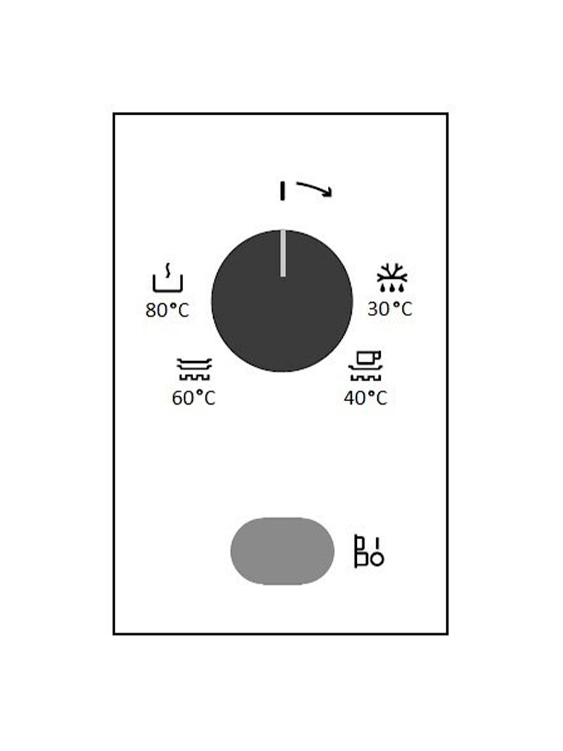 Painel de controle interno permite acionar e definir a temperatura de aquecimento com facilidade.