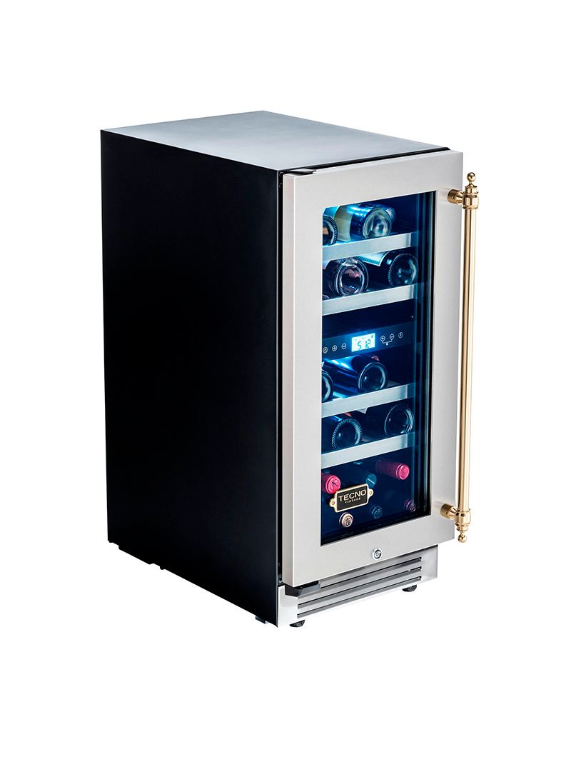 Grande capacidade Interna armazenando 23 garrafas de 750 ml tipo Bordeaux.