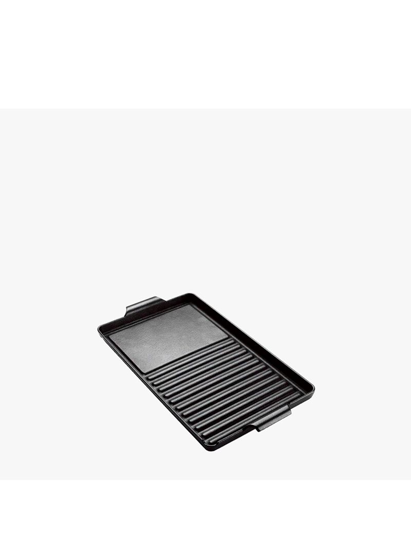 Chapa de ferro fundido para uso sobre os queimadores do cooktop e fogão. Ideal para carnes, hambúrgueres, grelhados, legumes, peixes, ovos, pães e sanduíches.