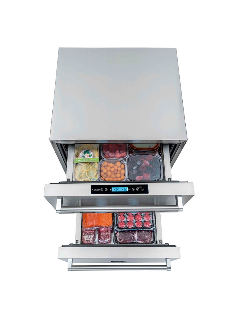 Utilização como freezer na temperatura de até -24 °C pode ser aplicada em ambas as gavetas, superior e inferior, para maior versatilidade de uso do produto.