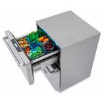 Iluminação por LEDs elegante luz fria e uniforme no interior acionada automaticamente ao abrir as gavetas.