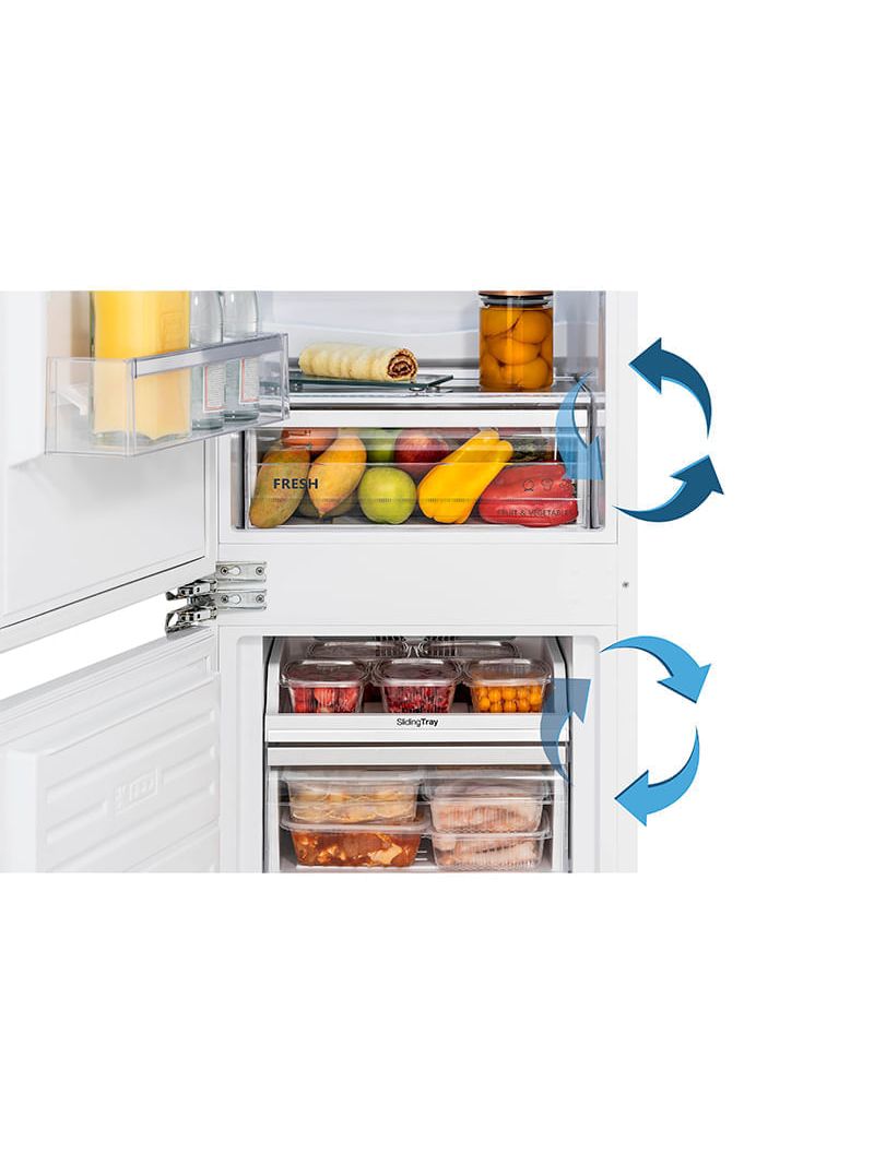 Sistema de refrigeração independente com Cold Air Flow que distribui alta umidade de forma homogênea preservando por mais tempo os alimentos, seus nutrientes, aromas, sabores, texturas e aparência, sem misturar odores.