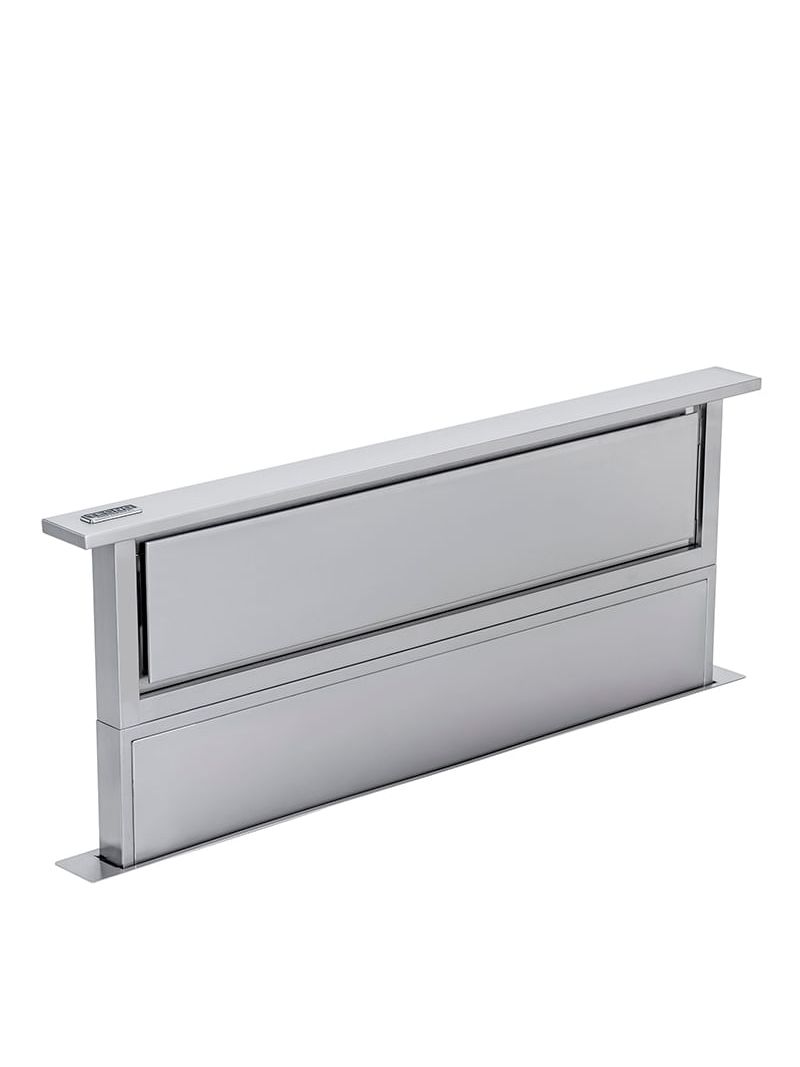 Design 100% em inox exclusivo Tecno, com topo da coifa personalizável na cor de sua preferência para uma perfeita integração com a bancada.