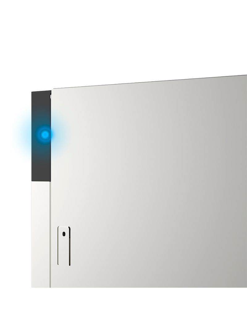 Indicador luminoso de porta aberta que sinaliza o funcionamento da lava-louças no piso, com mais praticidade, segurança e conforto visual no dia a dia.