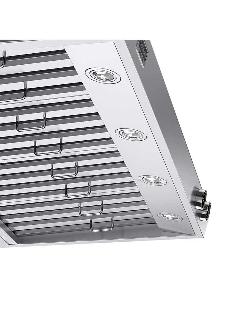 Iluminação com 4 spots em LED de 1 W, que garantem clareza na área de cocção, eficiência energética e valorização estética do ambiente.