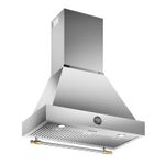 Coifa de Parede Bertazzoni Heritage de 91cm, em inox e dourado.