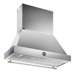 Coifa de Parede Bertazzoni Heritage de 122cm, em inox e dourado.