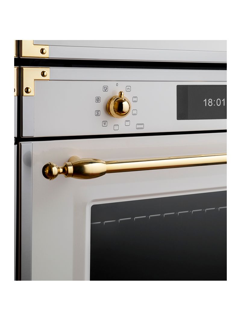 Puxador e Manípulos com elegante design ergonômico em latão polido.