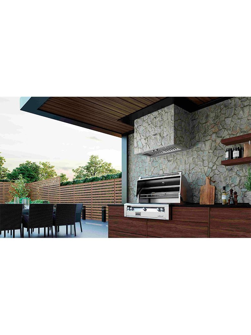 Aplicação com churrasqueiras a Gás e equipada com filtros baffle profissionais inclinados que permitem preparar alimentos com um elevado fluxo de ar, seu design interno em formato de “S” filtra e armazena grandes volumes de gordura, ideal para churrasqueiras.