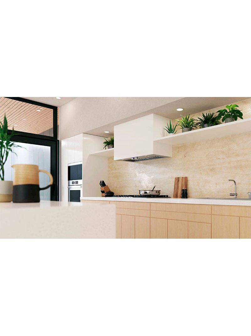 Potente e silenciosa, conta com motor duplo e sucção profissional de 2.000 m³/h, com 4 velocidades que garantem ar limpo e renovado, ideal para cozinhas integradas a outros ambientes.
