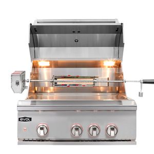 Churrasqueira Gás Embutir Evol Modena 28" 3 Queimadores + Infrared 71cm Inox