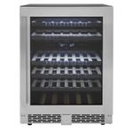 Adega para 45 garrafas em inox com porta de vidro, design sofisticado e iluminação em LED que valoriza sua coleção com elegância e tecnologia.