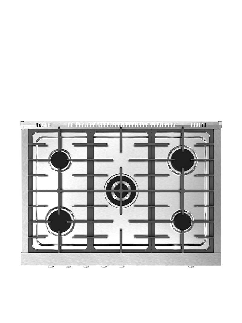 Mesa com 5 queimadores italianos Sabaf em alumínio, potência e precisão no preparo.