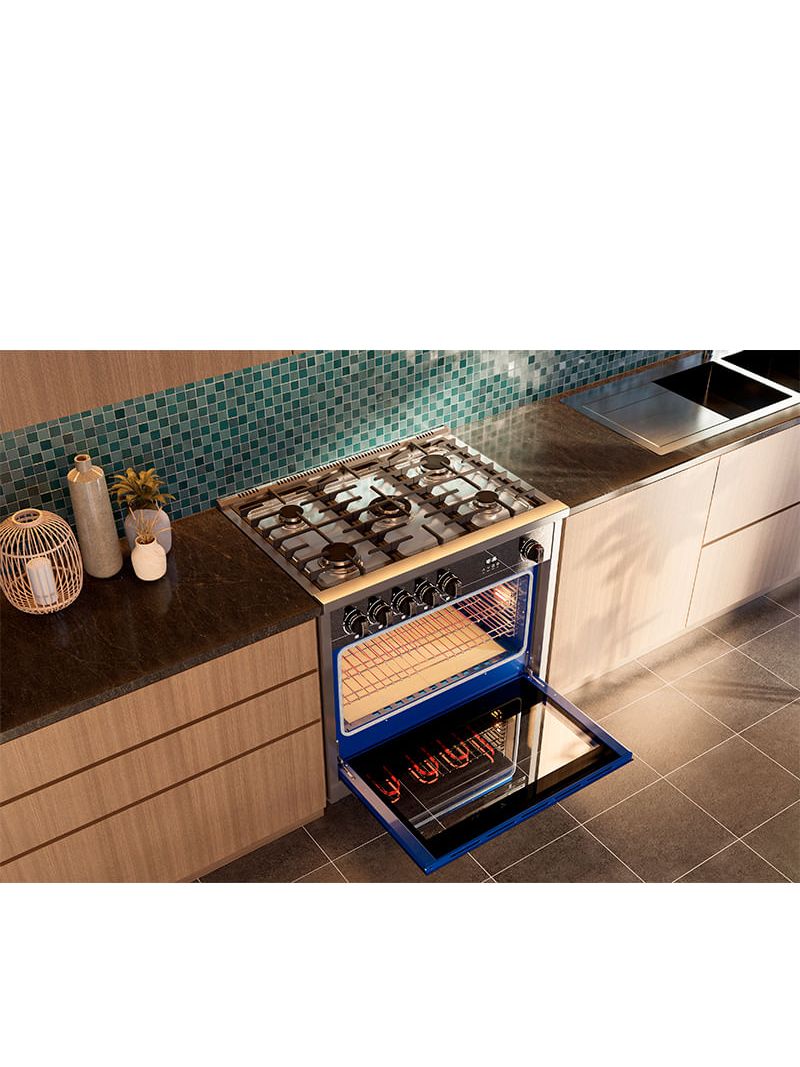 Revestimento interno Easy Clean com acabamento cerâmico que reduz a aderência de resíduos e facilita a limpeza do forno.