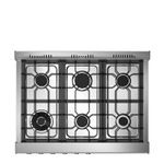 Mesa com 6 queimadores italianos Sabaf em alumínio, potência e precisão no preparo.