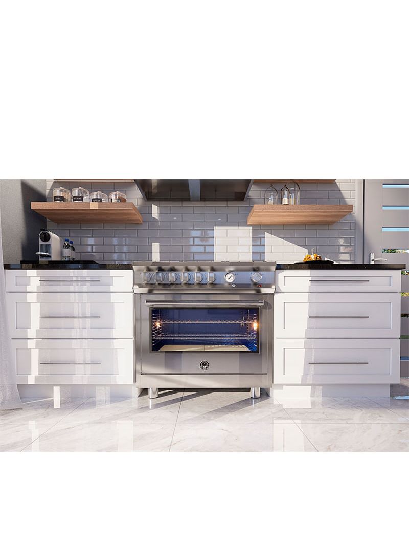 Estética sofisticada que se integra com elegância à marcenaria e ao projeto da cozinha.