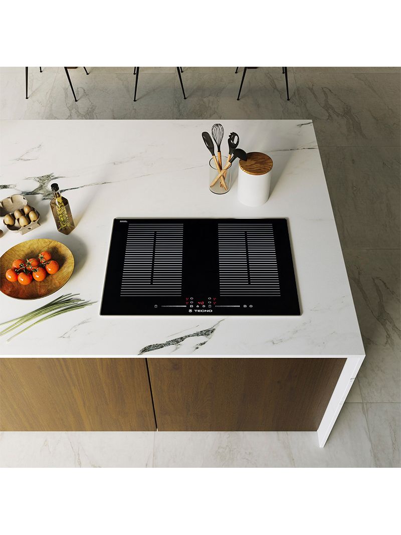 Elegância minimalista que integra tecnologia e design à bancada transformando a cozinha em um espaço sofisticado e funcional.