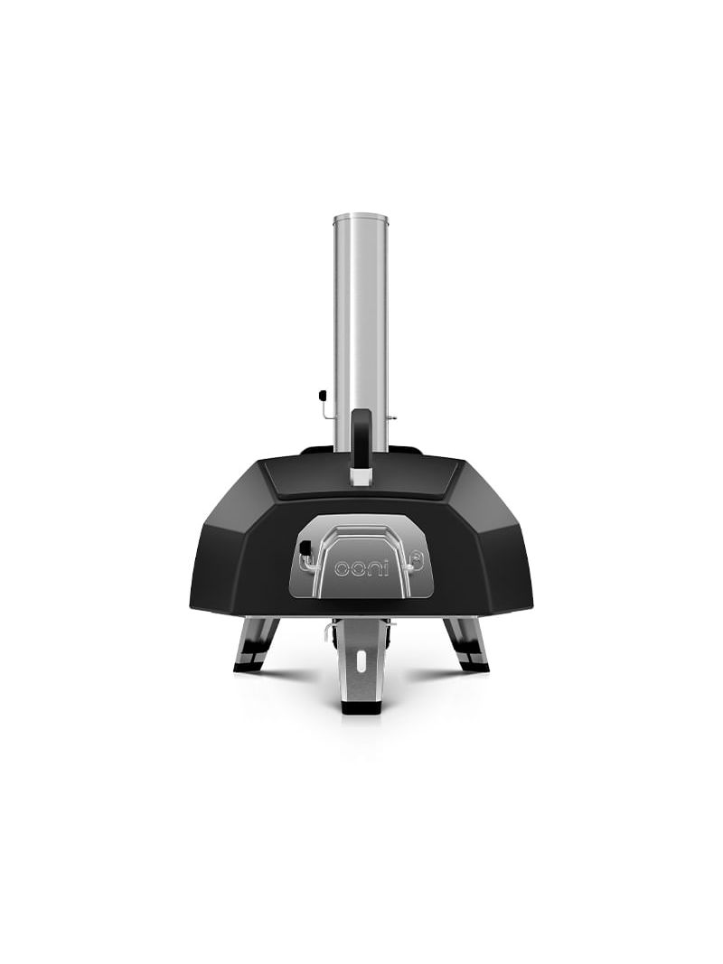 Forno de Pizza Portátil com acabamento em inox e preto fosco.
