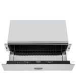 Painel de controle interno que permite acionar e definir facilmente a temperatura de aquecimento desejada.