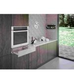 Acabamento em aço inox 304 escovado com verniz anti-manchas e sem porosidade, para os mais refinados projetos de cozinhas planejadas.