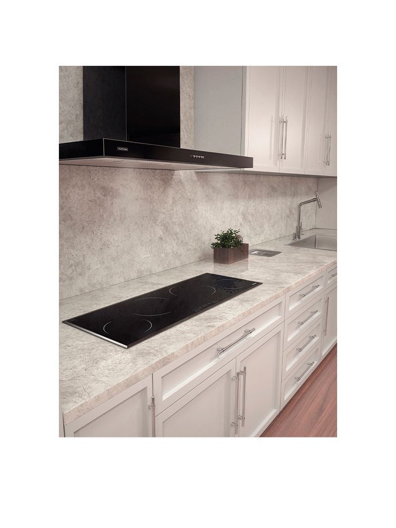 Estrutura em aço inox com pintura automotiva preta e design contemporâneo, unindo sofisticação, resistência e destaque na cozinha.