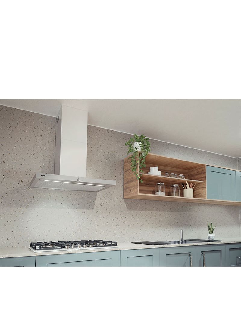 Ideal para cozinhas integradas, permite cozinhar, conversar e receber amigos e família com a coifa em funcionamento, mantendo o ambiente mais agradável.