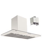 Coifa de Parede Split Tramontina Slim Wall 90cm com acabamento em inox e vidro bisotado temperado.