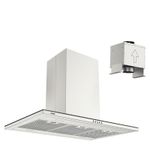 Coifa de Ilha Split Tramontina Slim Isla 90cm com acabamento em inox e vidro bisotado temperado.