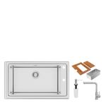 Cuba de Sobrepor Tramontina Square C/ Acessórios + Misturador 86cm com acabamento em inox.