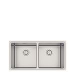 Cuba Dupla Tramontina Quadrum 89cm em inox, com instalação versátil nos modos flush, semi-flush ou undermount.