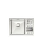 Cuba Dupla Tramontina Quadrum Prime 66 cm em inox, acompanha escorredores de pratos e copos, além de válvulas inclusas.