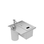 Porta esponja com dosador de sabão Tramontina de embutir em aço inox, ideal para organizar a área da pia com praticidade e acabamento discreto.