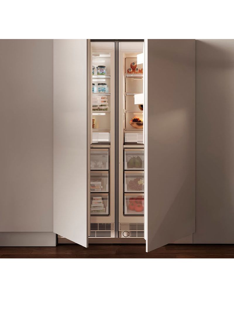 Design para embutir ou revestir, com 2 portas de abertura funcional e estética moderna que se integra perfeitamente à cozinha.