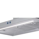 Iluminação por LEDs com barra luminosa contínua que proporciona ampla cobertura e melhor visualização dos alimentos em todas as posições.