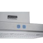 Teclas acionadas por toque sem frestas que facilitam a limpeza e mantêm a coifa sempre elegante, com iluminação em quatro cores selecionáveis branca azul verde ou vermelha.