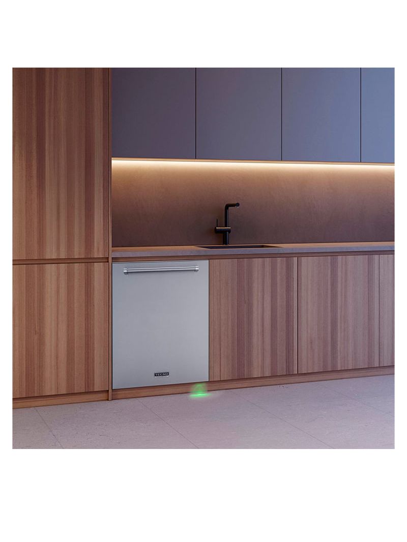 InfoLed com projeção de luz no piso para indicar o status de funcionamento da lava-louças.