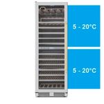 Duas zonas de temperatura independentes para conservar diferentes tipos de vinhos com precisão, ajuste de 5 °C a 20 °C e refrigeração ventilada e homogênea.