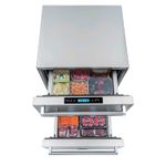 Utilização como freezer na temperatura de até -24 °C pode ser aplicada em ambas as gavetas, superior e inferior, para maior versatilidade de uso do produto.