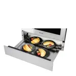 Calor ventilado por convecção que proporciona aquecimento mais rápido e homogêneo de alimentos, pratos e xícaras.