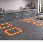 Cooktop Elétrico Indução Celdom Seamless 4 Zonas 80cm Invisível na Pedra, com aquecimento preciso e integração total à bancada.